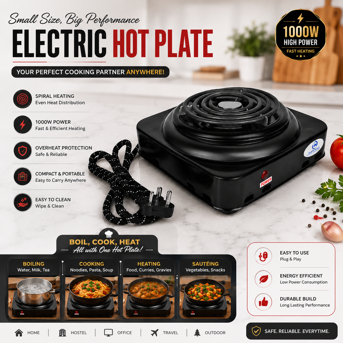 ✨HOT SELL 50% Off TODAY✨LIMITED OFFER 🔥HeatPro Portable Electric Hot Plate | Fast Heating Single Burner Electric Stove