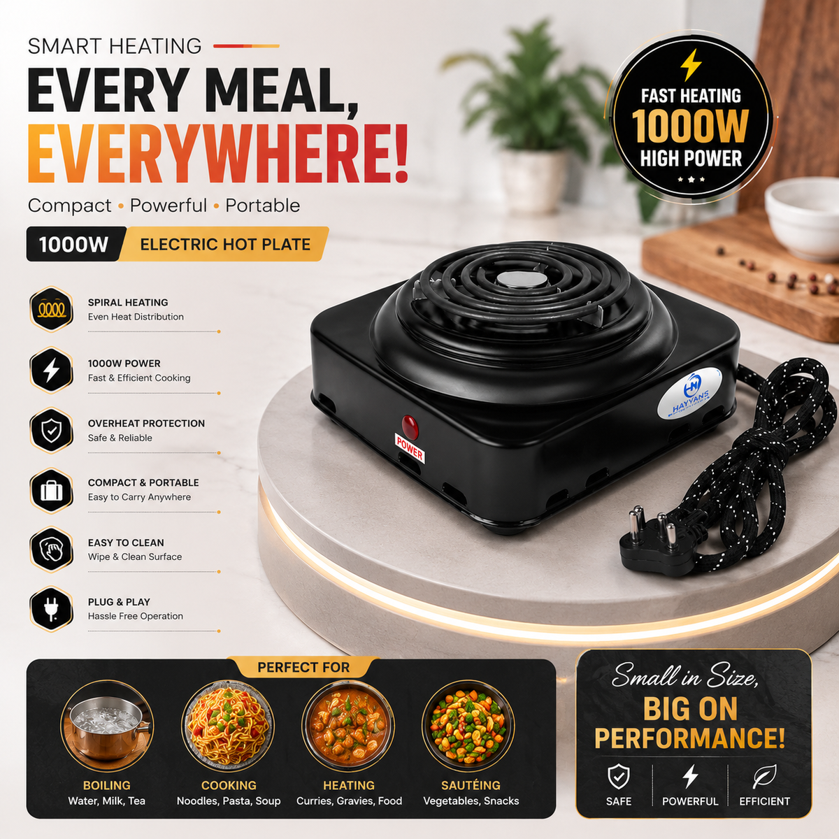 ✨HOT SELL 50% Off TODAY✨LIMITED OFFER 🔥HeatPro Portable Electric Hot Plate | Fast Heating Single Burner Electric Stove