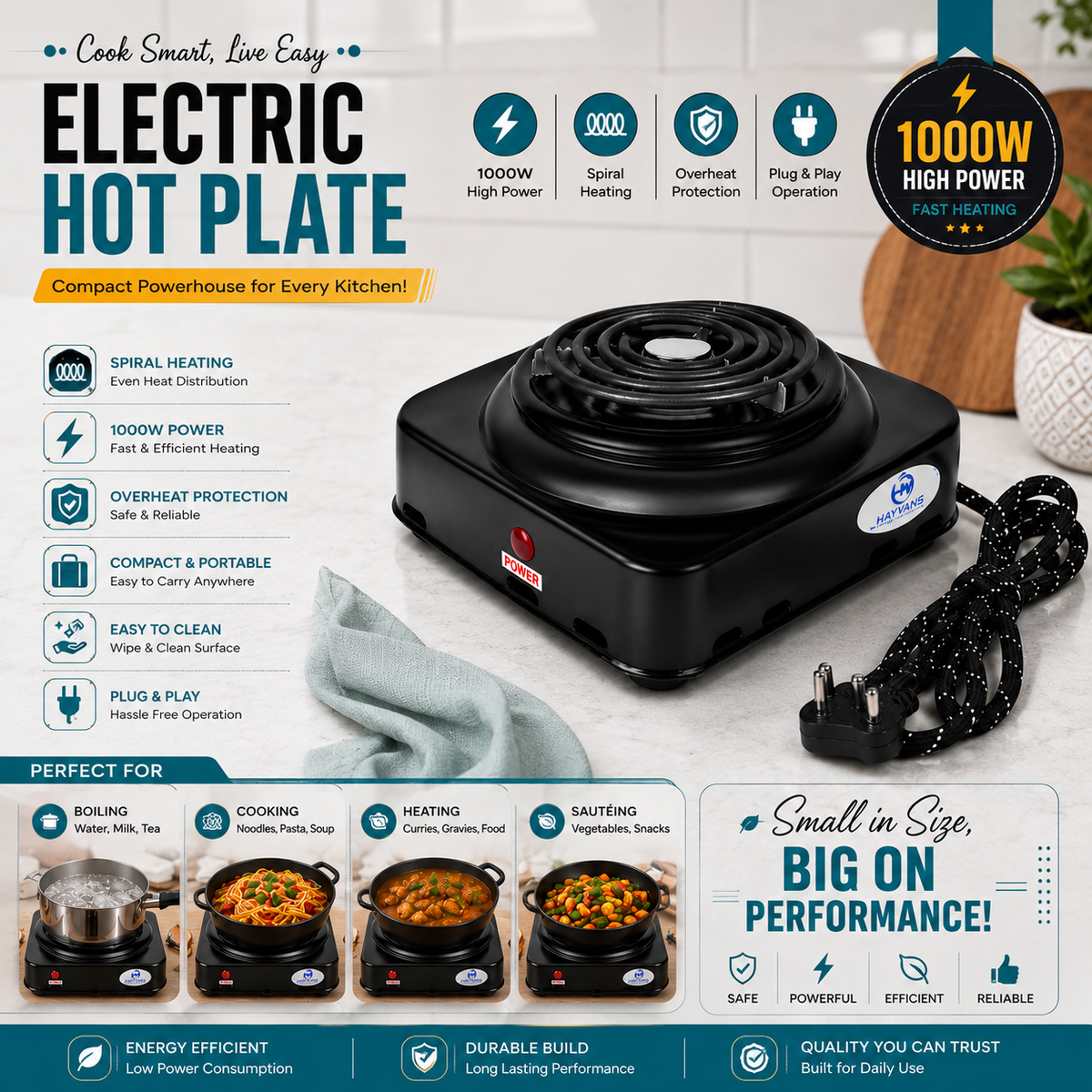✨HOT SELL 50% Off TODAY✨LIMITED OFFER 🔥HeatPro Portable Electric Hot Plate | Fast Heating Single Burner Electric Stove