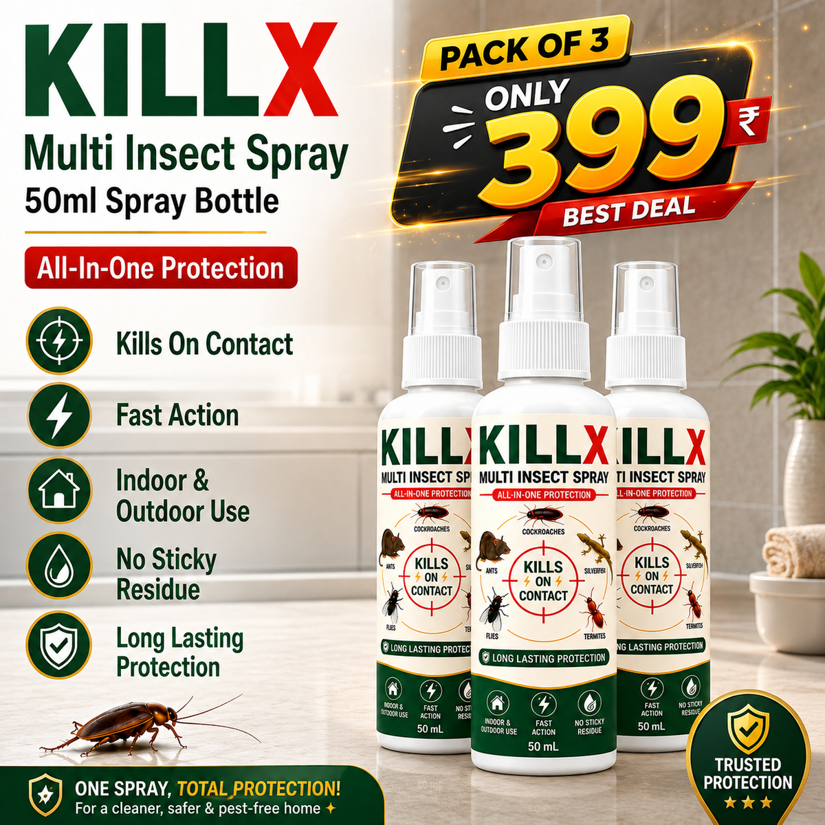 ✨HOT SELL 60% Off TODAY✨LIMITED OFFER 🔥KILLX Multi Insect Spray Buy 1 Get 2 Free