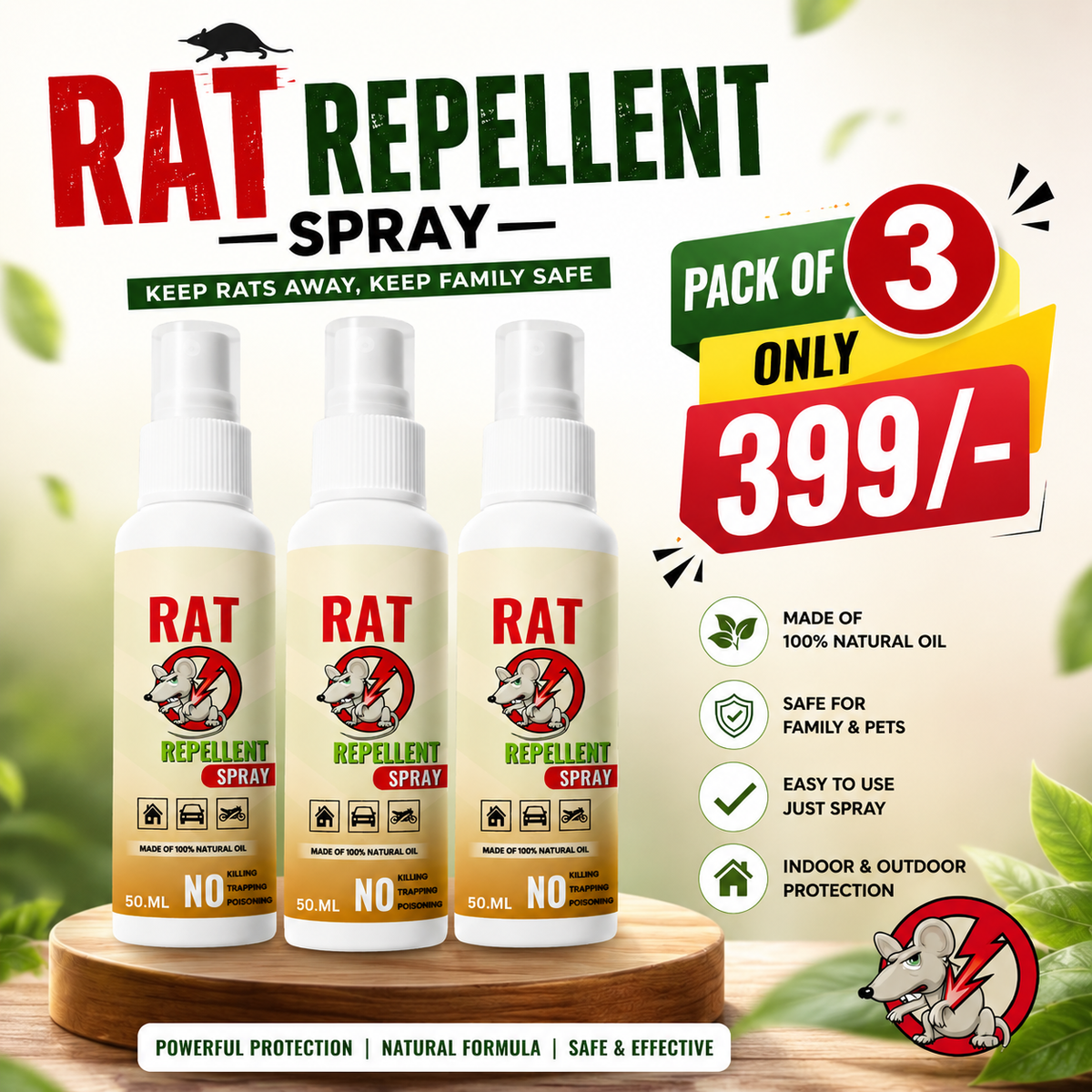 ✨HOT SELL 60% Off TODAY✨LIMITED OFFER 🔥Rat Repellent Spray – Safe, Effective, and Eco-friendly