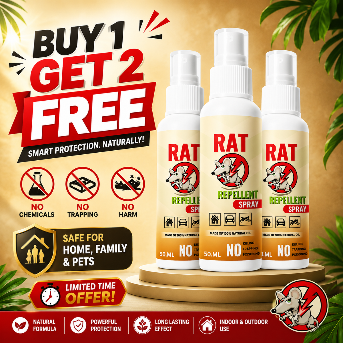 ✨HOT SELL 60% Off TODAY✨LIMITED OFFER 🔥Rat Repellent Spray – Safe, Effective, and Eco-friendly